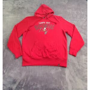 '47Tampa Bay Buccaneers Sz L Mens Red NFL Football Logo Sweatshirt Hoodie C14-25